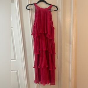 Hot Pink Tiered Maxi Dress Large Zesica NWT